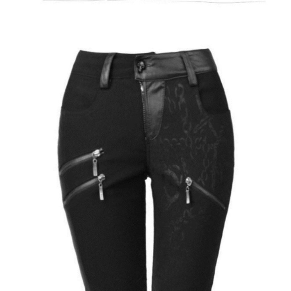 Punk Rave Pencil Pants with chain pattern - NWOT